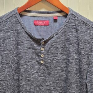 Bruno Milano Shirt Mens Large Gray Short Sleeve Henley Button Tee Casual Soft